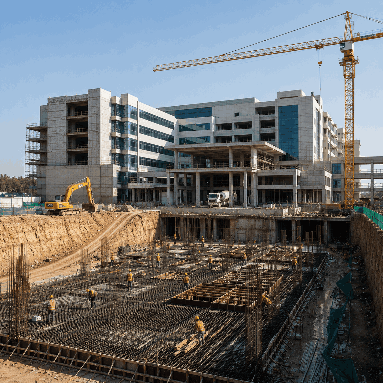 Modern hospital construction and interior project by Torex India